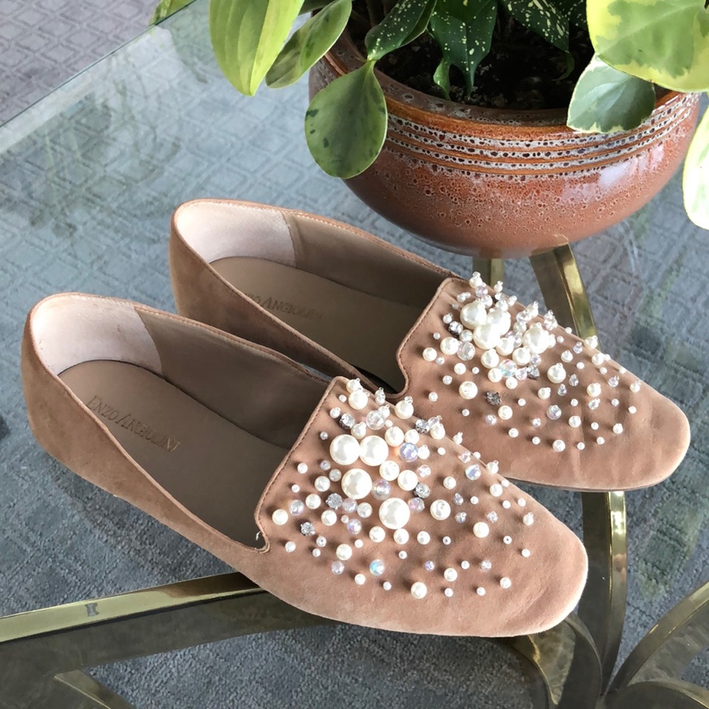 Enzo Angiolini Beige Loafers with Beads US sz8